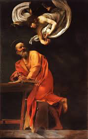 The Inspiration of Saint Matthew (1602) by caravaggio